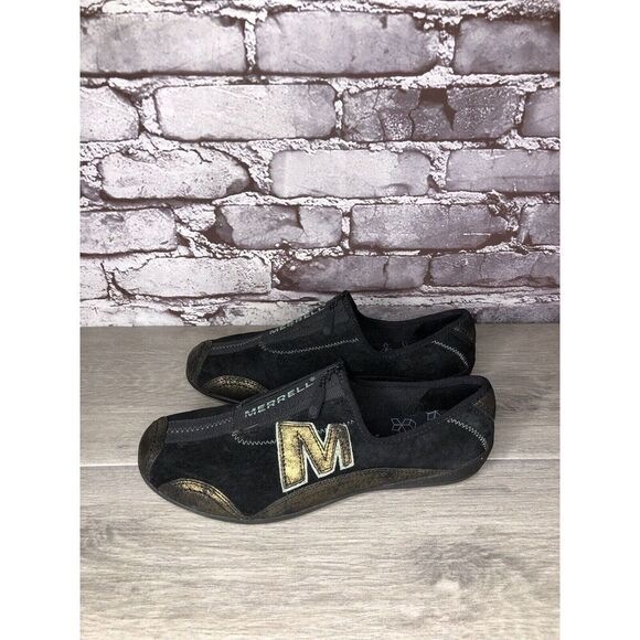 Merrell Arabesque Black Gold Mesh Front Zip Athletic Shoes Women Sz 7M US/37.5EU - Picture 11 of 16